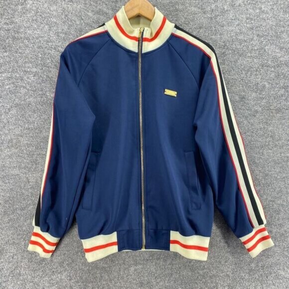 The Only Lifestyle Jacket Women S Small Blue Striped Full Zip Long Sleeve Casual - Picture 4 of 8